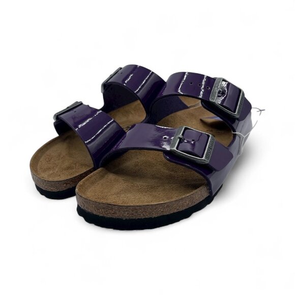 Birkenstock Arizona Gizeh Plum Purple Patent Sandals Slides Thongs BF Flip Flops - Picture 4 of 6